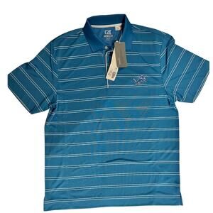 Cutter & Buck Detroit Lions CB DryTec Polo Shirt Blue Striped Men’s Small
